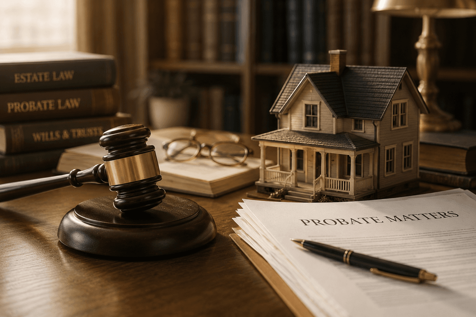 Probate attorney reviewing estate paperwork with clients